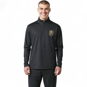 Fanatics Mens Size L Las Vegas Golden Knights Black 3/4 Zip Long Sleeve Pullover